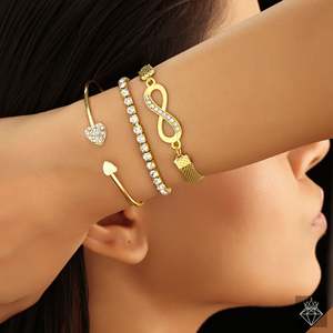 PRAO 3, pulseras infinitas y de corazón chapadas en oro antideslustre, brazaletes y pulseras de cristal - Product Image 5