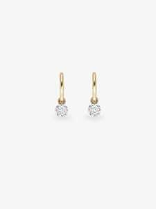 Diamond Drop <b>Earrings</b> 11mm Hinged <b>Hoops</b> Round Cut Lab Grown 14K 18K <b>Solid</b> Gold Georgian Prong Set Solitaire Fine Jewelry Huggies - Product Image 3