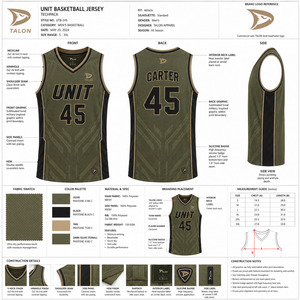 Camiseta de Baloncesto TALON para Hombre, Modelo UNIT 45, Cuello en V, Sin Mangas, Absorbe la Humedad, Sublimada, para Adultos, Todas las Temporadas - Product Image 5