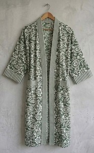<b>Women</b> Lightweight Cotton Kimono <b>Robe</b> Floral Print Lounge <b>Robe</b> Boho Style Bathrobe with Belt - Product Image 1