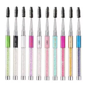 HMU Crystal Pink Mascara Applicator Spiral Mascara <b>Brush</b> Extension Spoolie Eyelash Mascara Makeup <b>Brushes</b> With Cover - Product Image 1