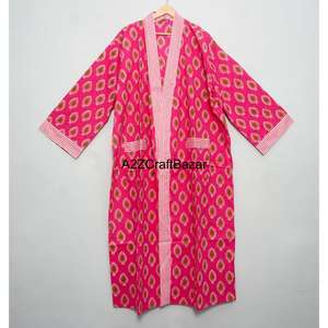 Bata Kimono Ecológica 100% Algodón Puro Lavable con Estampado Floral para Dama de Honor, Ropa de Dormir de Verano, Vestido Cómodo - Product Image 1