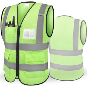 <b>Construction</b> Safety Reflective Safety Vests for Men Women High Visibility Vest with Pockets Mesh Fabric Apparel Neon <b>Work</b> Vest - Product Image 1