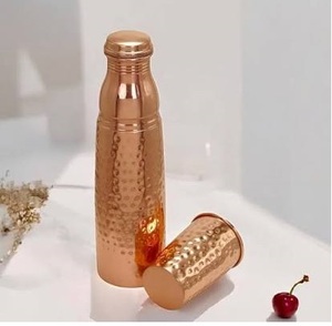 Botella de Agua de Cobre Hecha a Mano con Acabado Martillado, Recipiente Portátil para Bebidas de Viaje, Diseño Vintage - Product Image 3