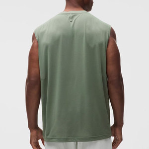 Longline <b>Stringer</b> Custom Wholesale Sports Streetwear Trendy Plain Loose Fit Round Neck 100% Cotton Tank Top Sleeveless Blank - Product Image 5