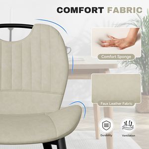 Moderna comoda sedia da pranzo Set di 2 sedie laterali cucina in tessuto con cuscini spessi per sala da pranzo - Product Image 2