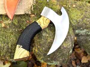 Couteau à pizza Viking en acier à haute teneur en carbone forgé à la main, gravé, de haute qualité, vente en gros, avec étui en cuir - Product Image 6