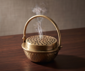 Handmade Metal Iron Incense Cone <b>Holder</b> Bucket Burner <b>Hammered</b> Body Arch Handle Lid Catcher - Product Image 3