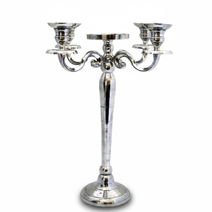 Elegant Polished Nickel Table Center Candelabra Vintage Style 5-Light Metal Pillar <b>Candle</b> Stand for Luxury Home & Living Room - Product Image 5