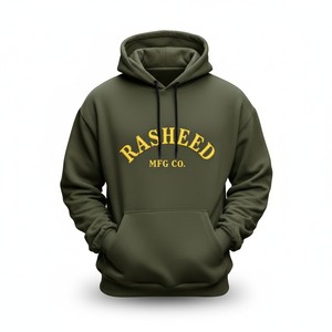 Sudadera con Capucha para Hombre Rasheed Mfg Co, Logotipo Bordado, Verde Oliva, Corte Regular, Felpa Francesa de Algodón, Estampado Personalizado - Product Image 1