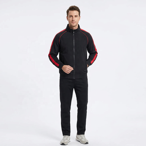 Chaqueta Deportiva Cortavientos para Hombre, Cuello Alto, Cierre de Cremallera, Color Negro y Rojo, Chaqueta Deportiva con Bloques de Color - Product Image 4
