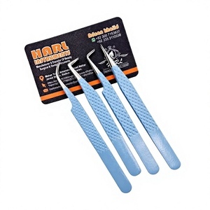 Pinzas para extensión de pestañas color azul bebé, juego de pinzas con logo personalizado para extensión de pestañas, herramientas de belleza para pestañas - Product Image 2