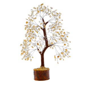 Arbre en cristal de citrine (fil d'argent) sculpté, pierres de guérison, grande décoration 7 chakras, richesse, maison, bureau - Product Image 1