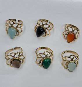 Perles en pierre Anneaux en laiton GC-RG-299 Bijoux de mode pour femmes Disponibles à un prix abordable auprès d'un fabricant indien. - Product Image 1