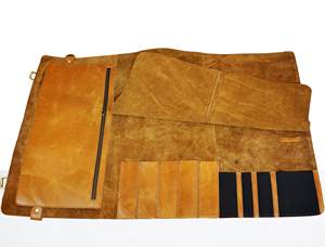 กระเป๋าหนังแท้คุณภาพสูง ทนทาน สไตล์วินเทจ สำหรับใส่มีดเชฟ แบบม้วนเก็บได้ รุ่น LKR-0334 สำหรับมืออาชีพ - Product Image 4