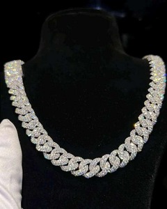New Design Hip Hop <b>Iced</b> <b>Out</b> 925 Sterling Silver Cuban Link <b>Chain</b> VVS Moissanite Diamond Necklace Wholesale - Product Image 2