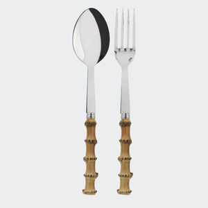 Ensemble de fourchettes et cuillères à manche en bambou, aspect vintage fait main, écologiques, pour salade, vaisselle pour la maison, l'hôtel, les mariages - Product Image 1