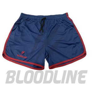 Shorts de sport tricotés pour homme BLOODLINE bleu marine à cordon de serrage, logo imprimé par transfert thermique, taille mi-haute, séchage rapide, décontractés - Product Image 3