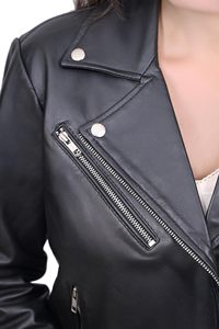 Chaqueta de cuero OEM para mujer, moderna, de piel de cordero auténtica, estilo vintage, chaqueta de cuero genuino de vaca para mujer - Product Image 3