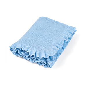 Eco-Friendly <b>Knitted</b> Baby Blanket 100% Cotton Solid Color Ruffle Cute Style Vietnam OEM/ODM Custom Packaging Spring Autumn - Product Image 1