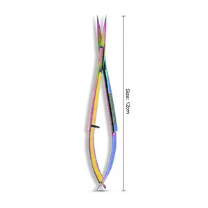 Micro tijeras de resorte para corte de cejas y pestañas, herramienta de belleza con hoja de acero afilada, Punta curva recta disponible en todos los colores - Product Image 5