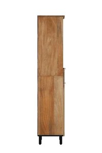 Modern Wooden Storage Cabinet 4 <b>Shelves</b> Door Geometric Pattern Design <b>Black</b> Metal Legs Wall Mounted for <b>Bathroom</b> Hotel Apartment - Product Image 3