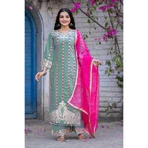 เสื้อ Plazzo และ dupatta ออกแบบเสื้อผ้าอินเดียและปากีสถานที่สวยงาม - Product Image 2