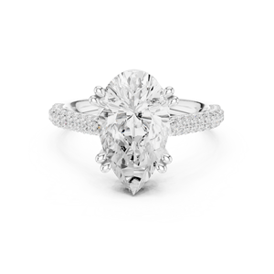Anillo de Compromiso Aries Jewel para Mujer, Oro Sólido de 14K, Corte Esmeralda, Diamante Cultivado en Laboratorio, Engaste Pavé, Clásico, Certificado IGI, de Lujo - Product Image 1