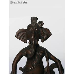 รูปปั้นพระพุทธรูปพระพิฆเนศขนาด6นิ้วทำด้วยมือศิลปะประติมากรรมทองเหลืองอินเดีย - Product Image 3