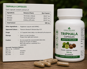 Cápsulas de Triphala 500 mg, Suplemento Herbal para el Bienestar Digestivo y el Crecimiento del Cabello, para Niños, 60 Cápsulas Vegetarianas, Fórmula Ayurvédica Propia - Product Image 4