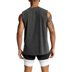 Chemises sans manches décontractées pour hommes, respirantes, couleur unie, coton/polyester écologique, vêtements de sport, débardeurs de fitness, basketball, course à pied - Product Image 2