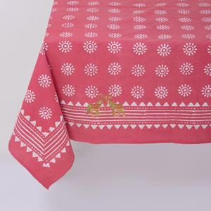 Nappe de table rectangulaire vintage en coton 100 % imprimé floral Dabu pour événements et fêtes – Fabrication artisanale - Product Image 4