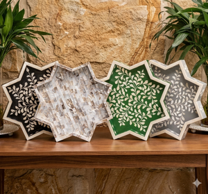 Bandeja Estrella: Bandejas de Servir y Posavasos con Incrustaciones de Nácar en Forma de Estrella, el Mejor Diseño - Product Image 1