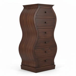 Commode moderne courbée en bois, meuble de rangement artistique pour salon avec tiroirs - Product Image 4