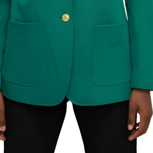 Green AKA Traditional Crest Blazer Women's Tailored Notch Lapel Formal Business Jacket with Embroidered Crest - Product Image 5