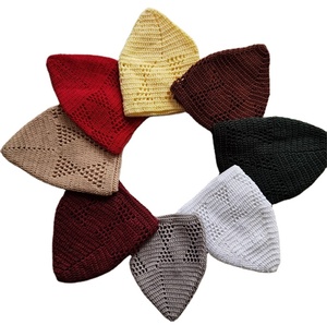 Nouveau Chapeau de Prière Musulman Kufi pour Hommes, Couleur Unie, Coton Respirant en Maille - Product Image 1