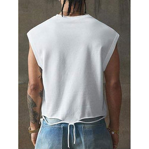 Wholesale Eco-Friendly Cotton High Quality Rhinestone Graphic Sleeveless T-Shirt <b>Men</b> Acid Wash Streetwear <b>Muscle</b> Tank <b>Top</b> Custom - Product Image 2