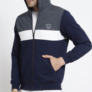Veste zippée à capuche en molleton de coton multicolore de qualité supérieure pour hommes, veste zippée douce avec broderie 3D, manteau d'hiver teint en plaine - Product Image 5