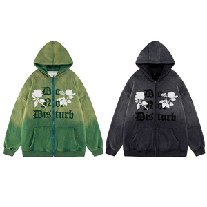 Hoodie zippé pour homme, imprimé, nouvelle collection, sur mesure, vêtements d'hiver, effet délavé, faible MOQ, best-seller - Product Image 1