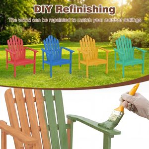 Ensemble de 2 chaises Adirondack empilables avec table d'appoint, meubles de patio extérieurs en métal durables et imperméables pour le jardin et l'hôtel - Product Image 2