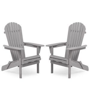 Set di 2 Sedie Adirondack Pieghevoli in Legno di Cedro Massiccio, Sedia da Giardino e Patio, Arredamento da Esterno in Legno - Product Image 1