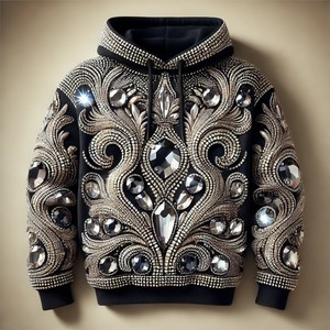 เสื้อฮู้ดปักลายโกธิคสำหรับผู้ชาย ผ้าฟลีซหนานุ่มสั่งทำพิเศษ - Product Image 3