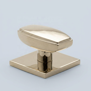 Fancy Brushed Brass Cabinet Knob with Square Backplate Gold Finished Minimalist Design Furniture Handle Bathroom Fitcken Pulls - Product Image 4