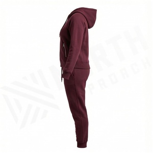 Conjunto Deportivo con Capucha para Mujer, 100% Algodón, Sudadera con Cierre Completo, Pantalones Deportivos, Color Sólido, Ropa Casual de Otoño - Product Image 3