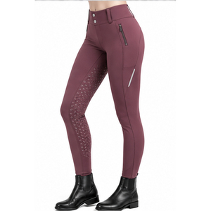 Pantalones de equitación para mujer, de cintura alta, estampados, con forro completo, de spandex/poliéster, elásticos, de secado rápido y de alto rendimiento. - Product Image 1