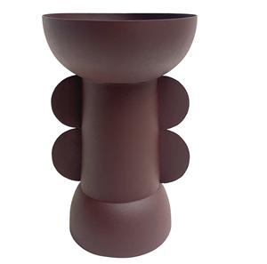 Jarrón Metálico Geométrico Nórdico Creativo, Jarrón Totem Marrón Mate para Flores Secas, Decoración Moderna de Lujo para el Hogar - Product Image 1