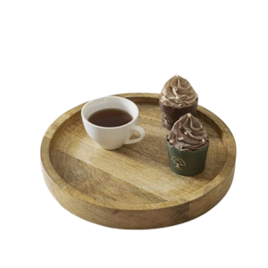 Grands plateaux de service en bois d'acacia brun, de forme arrondie, pour biscuits, dîners, collations et charcuteries - Product Image 3