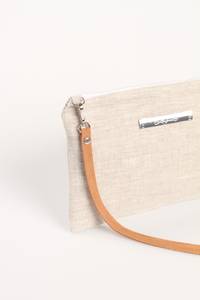 Bolso Bandolera Bohemio Minimalista de Lino con Correa de Cuero, Cierre de Cadena Ecológico, 22x14cm, Pequeño Bolso de Mano para Mujer - Product Image 6