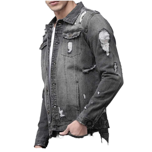 Men's Light Blue Coated Denim Puffer <b>Jacket</b> Casual Washed Cotton Regular Fit Stand Collar Zipper Closure Autumn Style Front - Product Image 6