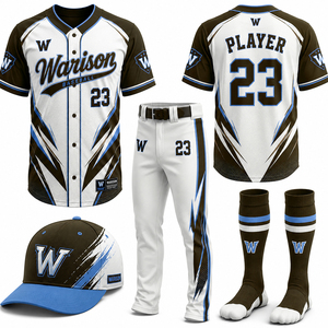Customized Unisex Baseball Uniform Set Solid Color Sublimation 100% Polyester Sportswear Baseball Uniform Kit - Product Image 5